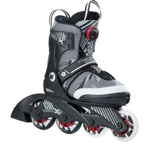 K2 Sk8 Hero X BOA Grey/Red Kids Adjustable Inline Skates - Bladeworx