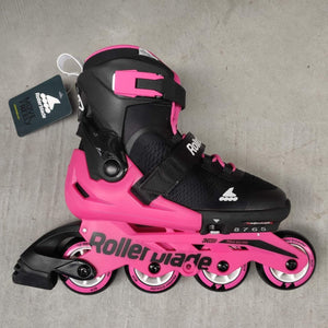 Bladeworx inline skates Rollerblade Black/Neon Pink Microblade G Kids Adjustable Inline Skates