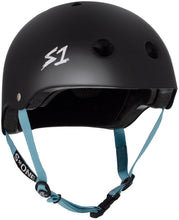 Load image into Gallery viewer, Bladeworx protective Cyan / Extra Small S-One Lifer Helmet : Matte Black Coloured Straps