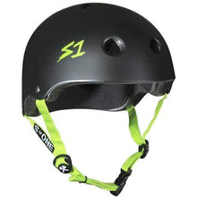 Load image into Gallery viewer, Bladeworx protective Green / Extra Small S-One Lifer Helmet : Matte Black Coloured Straps